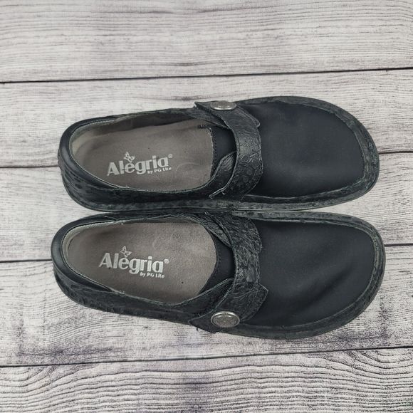 Alegria Dena Professional Shoes Black Embossed DEN-435 Size 37 US 7 - Picture 7 of 9